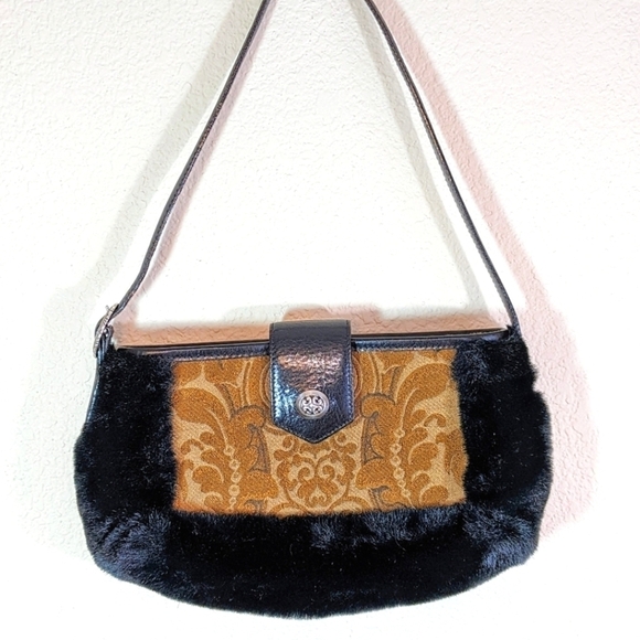 Brighton Fur Lined LIMITED EDITION 2000 Tapestry Leather Purse #247 of 500 - Picture 1 of 8
